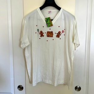 Hand painted Christmas V- neck T-shirt